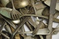 Assorted tarnished antique flatware on White Royalty Free Stock Photo