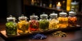 Assorted teas and herbal infusions set up for brunch enjoyment. Concept Tea Party Setup, Herbal Infusions, Brunch Beverages,