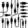 Assorted Tech Cables and Connectors Illustration Royalty Free Stock Photo