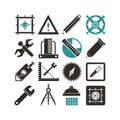Assorted technical and construction graphic elements set on white Royalty Free Stock Photo