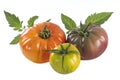 Assorted tomatoes heirloom isolated on white Royalty Free Stock Photo