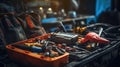 Assorted Tools on a Mechanic\'s Workbench