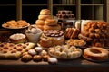assorted traditional pastries and sweets in a bakery