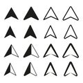 Assorted triangle icons collection. Navigation arrows set. Directional pointers variety. Vector illustration. EPS 10. Royalty Free Stock Photo