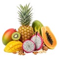 Assorted tropical fruits and nuts Royalty Free Stock Photo