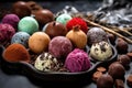 assorted truffles with various fillings and coatings