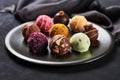 assorted truffles with various fillings and coatings