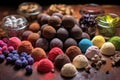 assorted truffles with various fillings and coatings