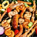 Assorted types of meat and vegetables