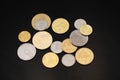 Assorted Ukrainian Coins On A Black Background