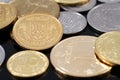 Assorted Ukranian Coins On A Black Background