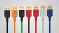 Assorted USB Cables in Different Colors Royalty Free Stock Photo