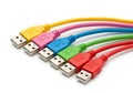 Assorted usb cables in various colors Royalty Free Stock Photo