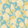 Assorted vanilla ice cream in shabby doodle style