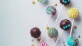 Assorted various cake pops with colorful decorations