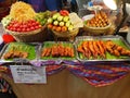 Assorted vegetables and meat stand