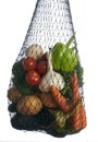 Assorted vegetables in mesh grocery bag Royalty Free Stock Photo