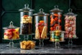 assorted vintage sweets in a classic glass display case