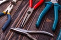 Assorted work tools on wood