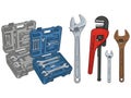 Assorted wrenches and toolboxes for various tasks Royalty Free Stock Photo