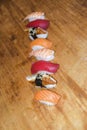 Assortie sushi nigiri tuna unagi shrimp salmon