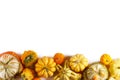 Assortiment of pumpkins on white