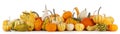 Assortiment of pumpkins on white