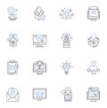 Assorting line icons collection. Sorting, Organizing, Classifying, Grouping, Arranging, Categorizing, Cataloging vector Royalty Free Stock Photo