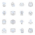 Assorting line icons collection. Sorting, Organizing, Classifying, Grouping, Arranging, Categorizing, Cataloging vector Royalty Free Stock Photo