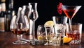 Assortment of alcoholic beverages and cocktails Royalty Free Stock Photo