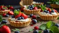 assortment tartlets cream, strawberries, nutrient beautiful home nutrient summer party healthy