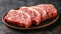 Assortment of asian sliced raw wagyu bbq beef steak cuts from china, japan, and korea Royalty Free Stock Photo
