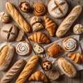 Such as baguettes rustic round loaves and braided rolls alongside Royalty Free Stock Photo
