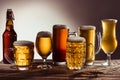 Assortment of beer in glasses