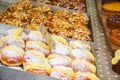 An assortment of berliners, German doughnuts, on display at Broadway Market in East London