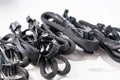 Assortment of Black Computer Cables for Power Supply Units on White Background. Isolated Royalty Free Stock Photo