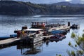 An assortment of boats for rent at Cachuma Lake, Santa Barbara County