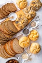 Assortment of bread, rolls and bakery products Royalty Free Stock Photo