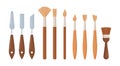 Assortment of brushes with different bristles Royalty Free Stock Photo