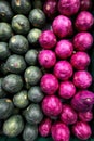 Assortment of Cabbage Varieties in a Grocery Bin A top down view of a modern, clean grocery store bin Royalty Free Stock Photo