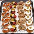 Assortment of canapes toasts for aperitif Royalty Free Stock Photo