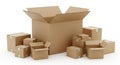 Assortment of Cardboard Moving Boxes of Various Sizes on a White Background shipping packaging Royalty Free Stock Photo
