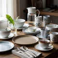An assortment of ceramic tableware is Royalty Free Stock Photo