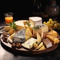 Assortment of cheese with fruits and nuts Royalty Free Stock Photo