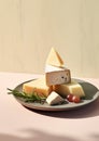 Assortment of cheese with fruits and nuts close up Royalty Free Stock Photo