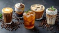 Assortment of Coffee Drinks Royalty Free Stock Photo