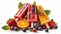 Assortment of cold summer fruit Popsicle. Generative AI Royalty Free Stock Photo