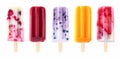 Assorted summer fruit popsicles isolated on white Royalty Free Stock Photo