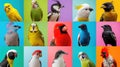 Assortment of Colorful Birds Posing for Headshots.