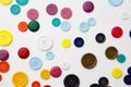 Assortment of colorful buttons on white background Royalty Free Stock Photo